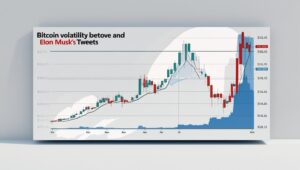 Gráfico mostrando a volatilidade do Bitcoin correlacionada com tweets de Elon Musk