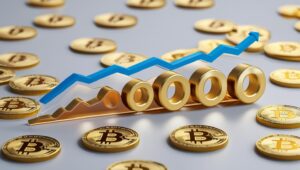 A evolução do preço do Bitcoin de 2020 até 2024, destacando a marca dos $100 mil
