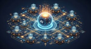 Inteligência artificial e tecnologia blockchain conectadas