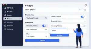 Interface gráfica mostrando um usuário controlando suas configurações de privacidade