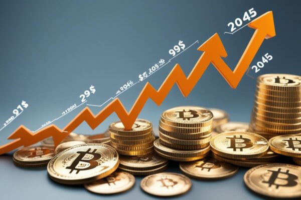Gráficos de crescimento do Bitcoin.