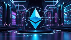 tecnologia por trás da Ethereum, simbolizando sua presença digital e inovação no mundo das criptomoedas